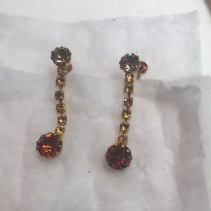 Vintage rhinestone yellow/orange earrings